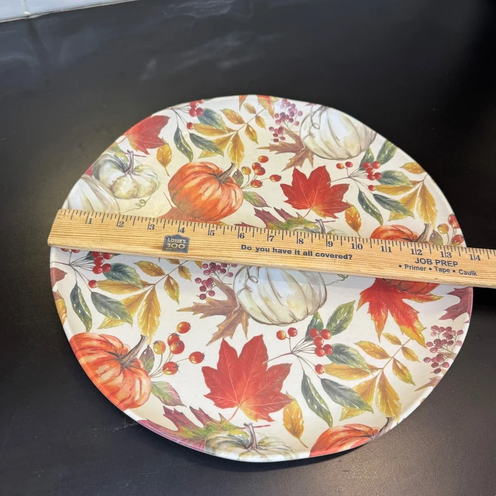 Bee & Willow Serving Bowl Tray Set Home Cream Orange Pumpkin Leaf Melamine